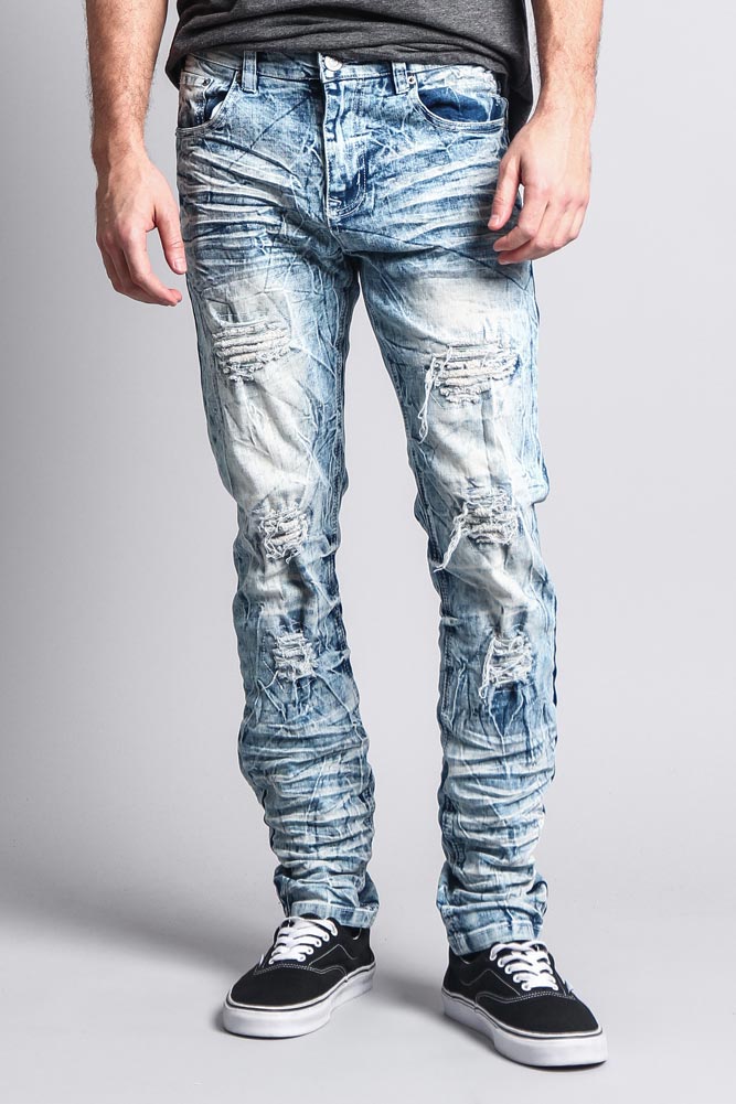 Mens acid fashion washed jeans