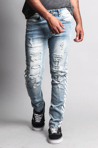 OW Striped Distressed Jeans – G-Style USA