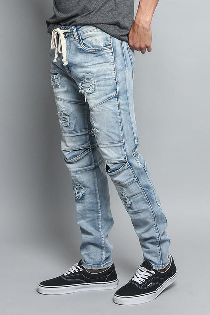 Distressed Drawstring Denim Jeans – G-Style USA