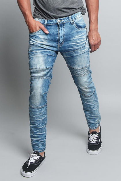 Moto Biker Denim Jeans – G-Style USA