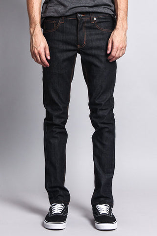 Men's Skinny Fit Raw Denim Jeans (Black/Timber) – G-Style USA