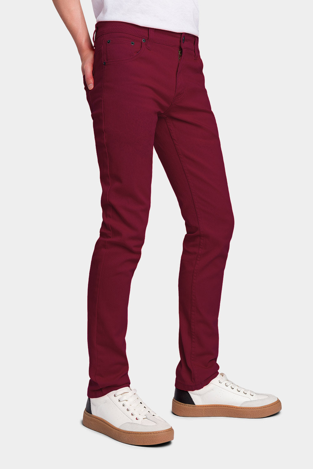 Fashion burgundy colour jeans