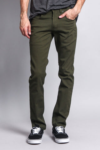 Men's Essential Skinny Fit Colored Jeans (Olive) – G-Style USA