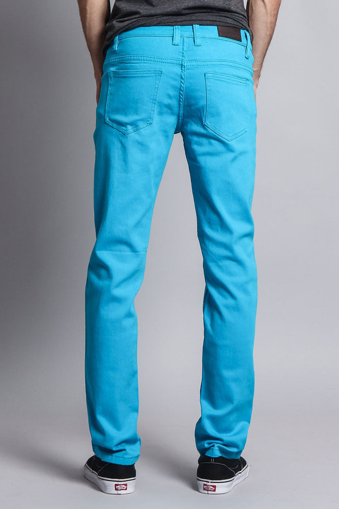 Men's Essential Skinny Fit Colored Jeans (Turquoise) GStyle USA