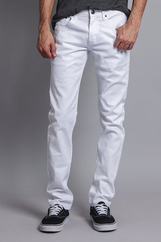 Men's Essential Skinny Fit Colored Jeans (White) – G-Style USA