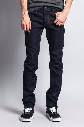 Men's Skinny Fit Raw Denim Jeans (Indigo/Timber) – G-Style USA