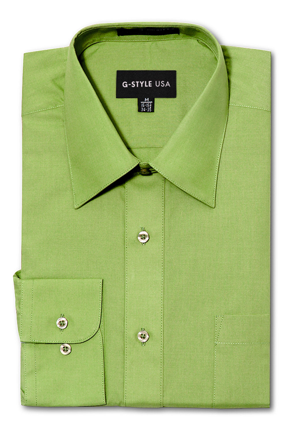 Men's Basic Solid Color Button Up Dress Shirt (Apple Green) GStyle USA