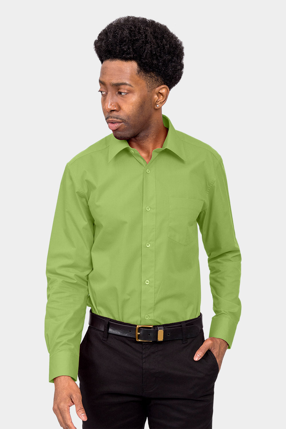Men's Basic Solid Color Button Up Dress Shirt (Apple Green) Apple Green / 5X-Large/21-21.5 Neck/36-37 Sleeve Men's Basic Solid Color Button Up Dress Shirt (Apple Green) Apple Green / 5X-Large/21-21.5 Neck/36-37 Sleeve