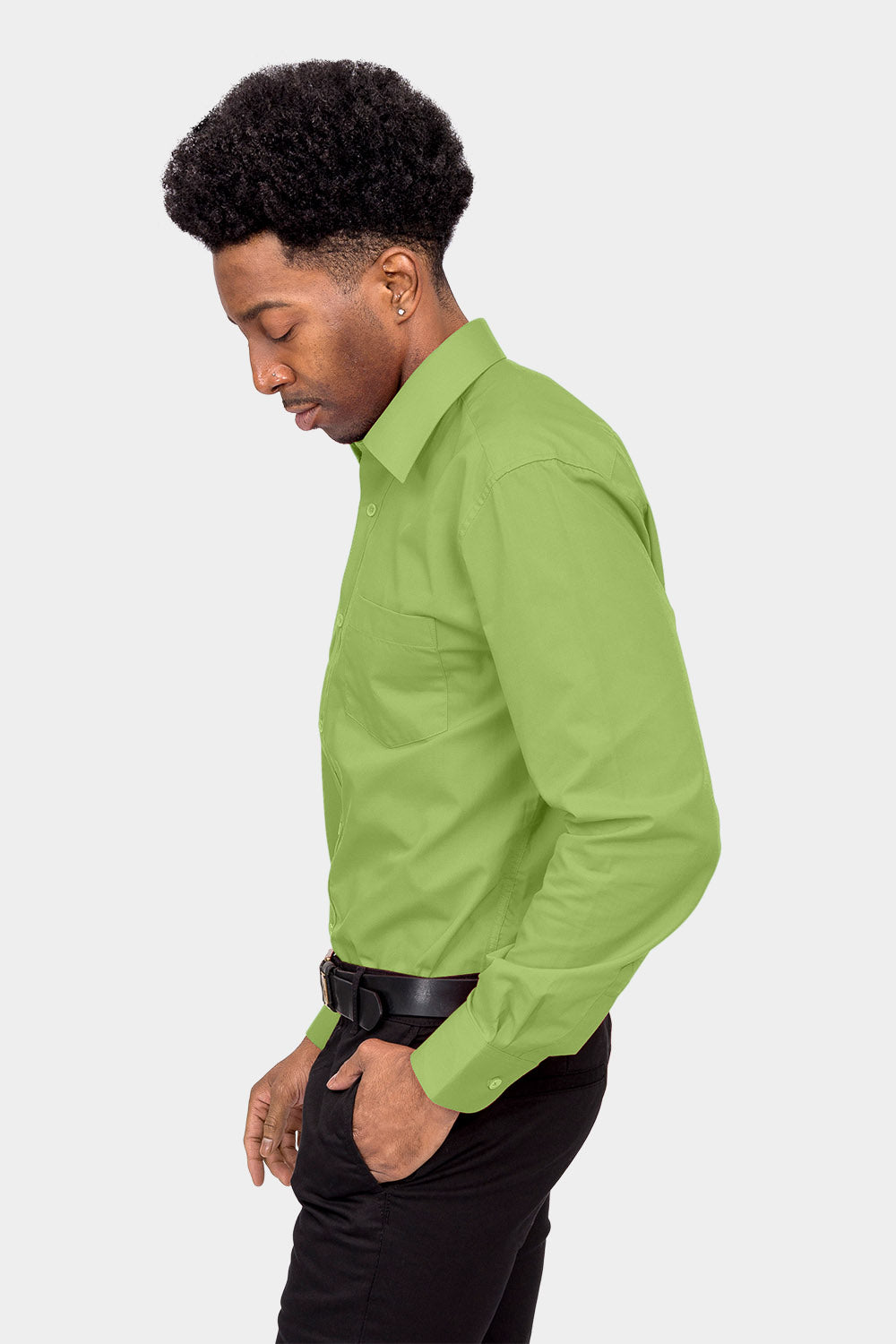 Men's Basic Solid Color Button Up Dress Shirt (Apple Green) Apple Green / 5X-Large/21-21.5 Neck/36-37 Sleeve Men's Basic Solid Color Button Up Dress Shirt (Apple Green) Apple Green / 5X-Large/21-21.5 Neck/36-37 Sleeve