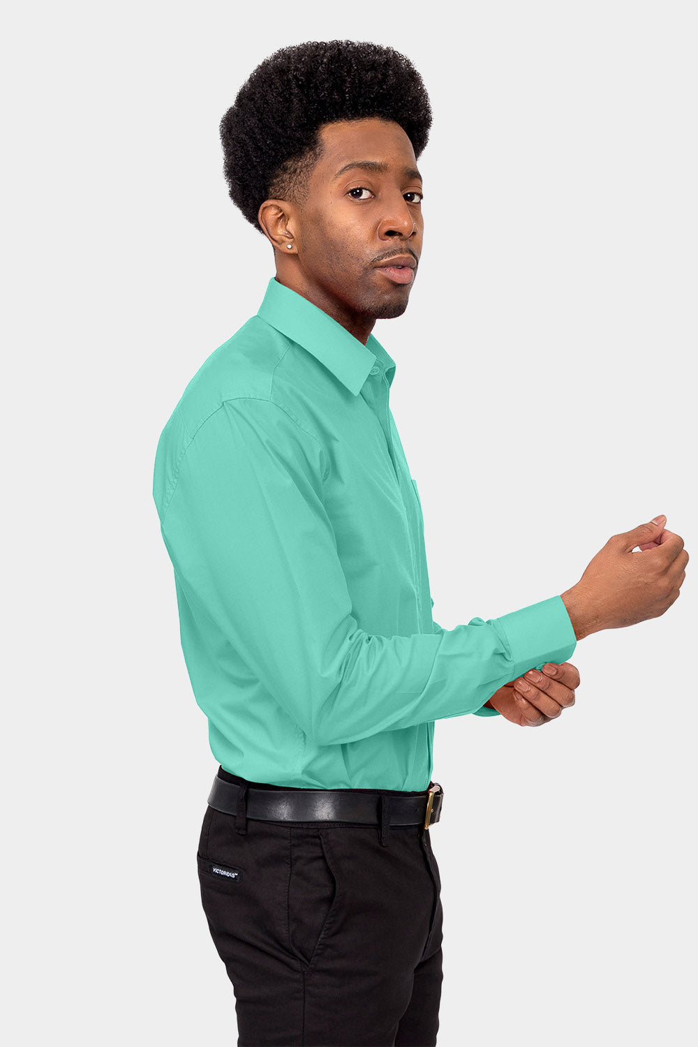 Men's Basic Solid Color Button Up Dress Shirt (Aqua), Aqua / 2X-Large/18-18.5 Neck/36-37 Sleeve Men's Basic Solid Color Button Up Dress Shirt (Aqua), Aqua / 2X-Large/18-18.5 Neck/36-37 Sleeve
