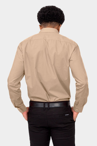 Men's Basic Solid Color Button Up Dress Shirt (Beige) – G-Style USA
