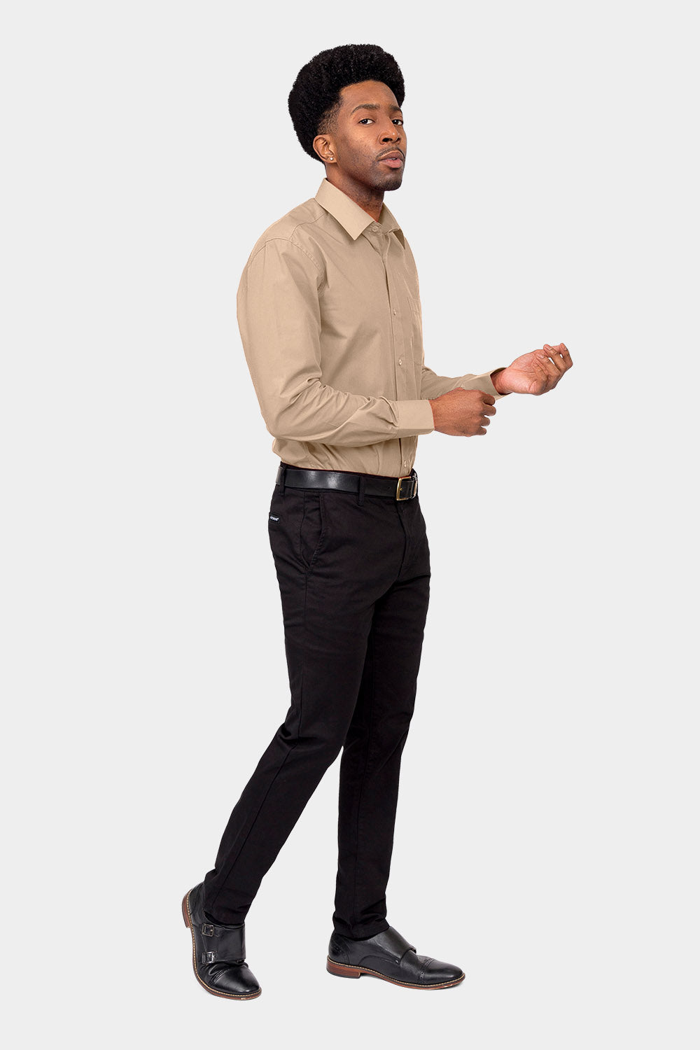 Men's Basic Solid Color Button Up Dress Shirt (Beige) Beige / X-Large/17-17.5 Neck/36-37 Sleeve Men's Basic Solid Color Button Up Dress Shirt (Beige) Beige / X-Large/17-17.5 Neck/36-37 Sleeve