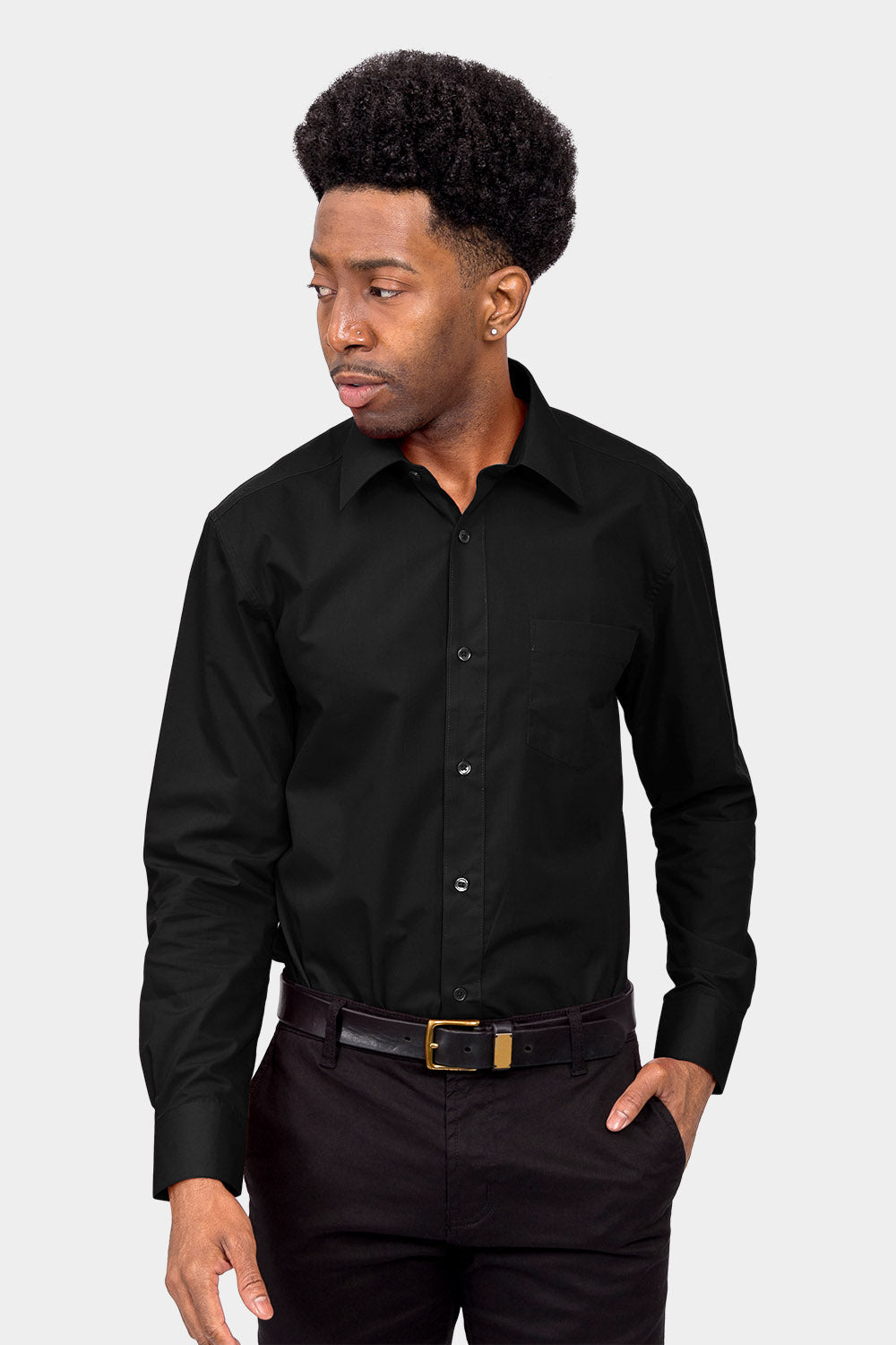 Men's Basic Solid Color Button Up Dress Shirt (Black) Black / Small/14-14.5 Neck/32-33 Sleeve Men's Basic Solid Color Button Up Dress Shirt (Black) Black / Small/14-14.5 Neck/32-33 Sleeve