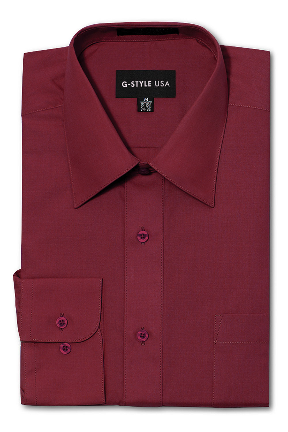 Men's Basic Solid Color Button Up Dress Shirt (Burgundy) – G-Style USA
