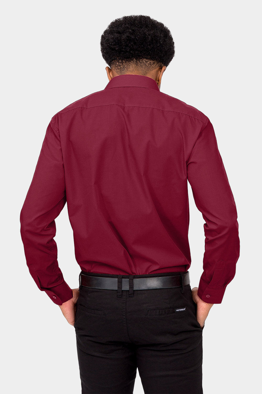 Men's Basic Solid Color Button Up Dress Shirt (Burgundy) – G-Style USA