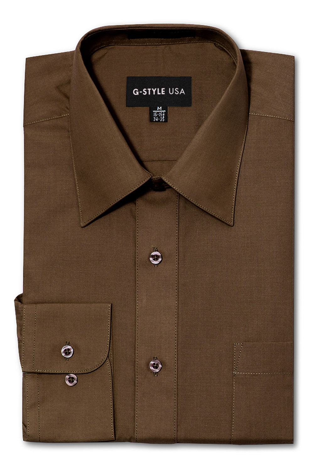 Men's Basic Solid Color Button Up Dress Shirt (Brown) – G-Style USA