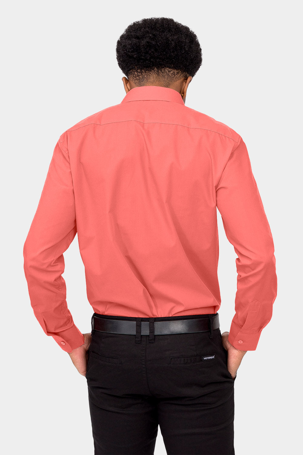neon coral dress shirt Mens Solid Coral Long Sleeve Dress Shirt, Size: S, Color: Coral