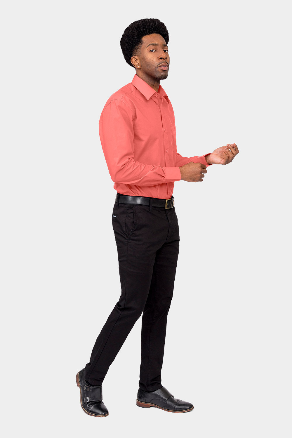 Men's Basic Solid Color Button Up Dress Shirt (Coral) Coral / 3X-Large/19-19.5 Neck/36-37 Sleeve Men's Basic Solid Color Button Up Dress Shirt (Coral) Coral / 3X-Large/19-19.5 Neck/36-37 Sleeve
