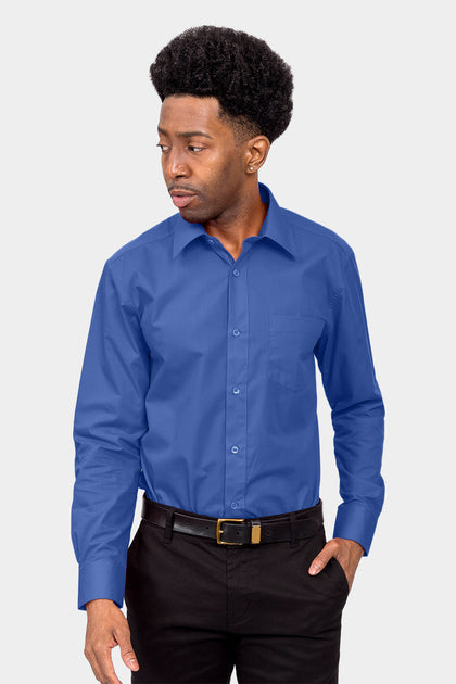 Men's Basic Solid Color Button Up Dress Shirt (French Blue) – G-Style USA