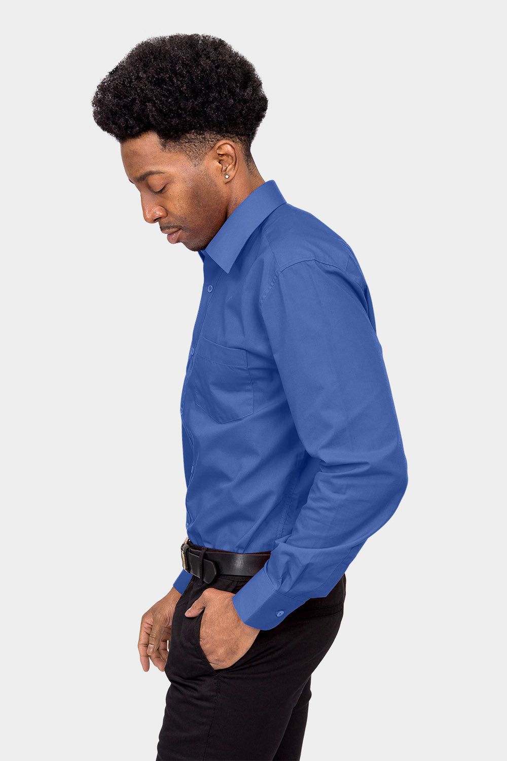 Men's Basic Solid Color Button Up Dress Shirt (French Blue), French Blue / 3X-Large/19-19.5 Neck/36-37 Sleeve Men's Basic Solid Color Button Up Dress Shirt (French Blue), French Blue / 3X-Large/19-19.5 Neck/36-37 Sleeve