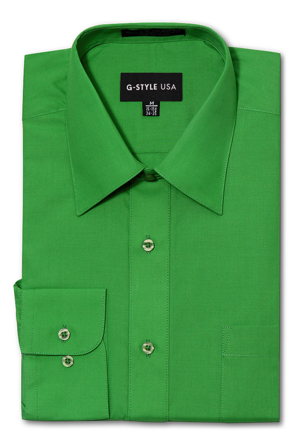 Men's Basic Solid Color Button Up Dress Shirt (Green) GStyle USA