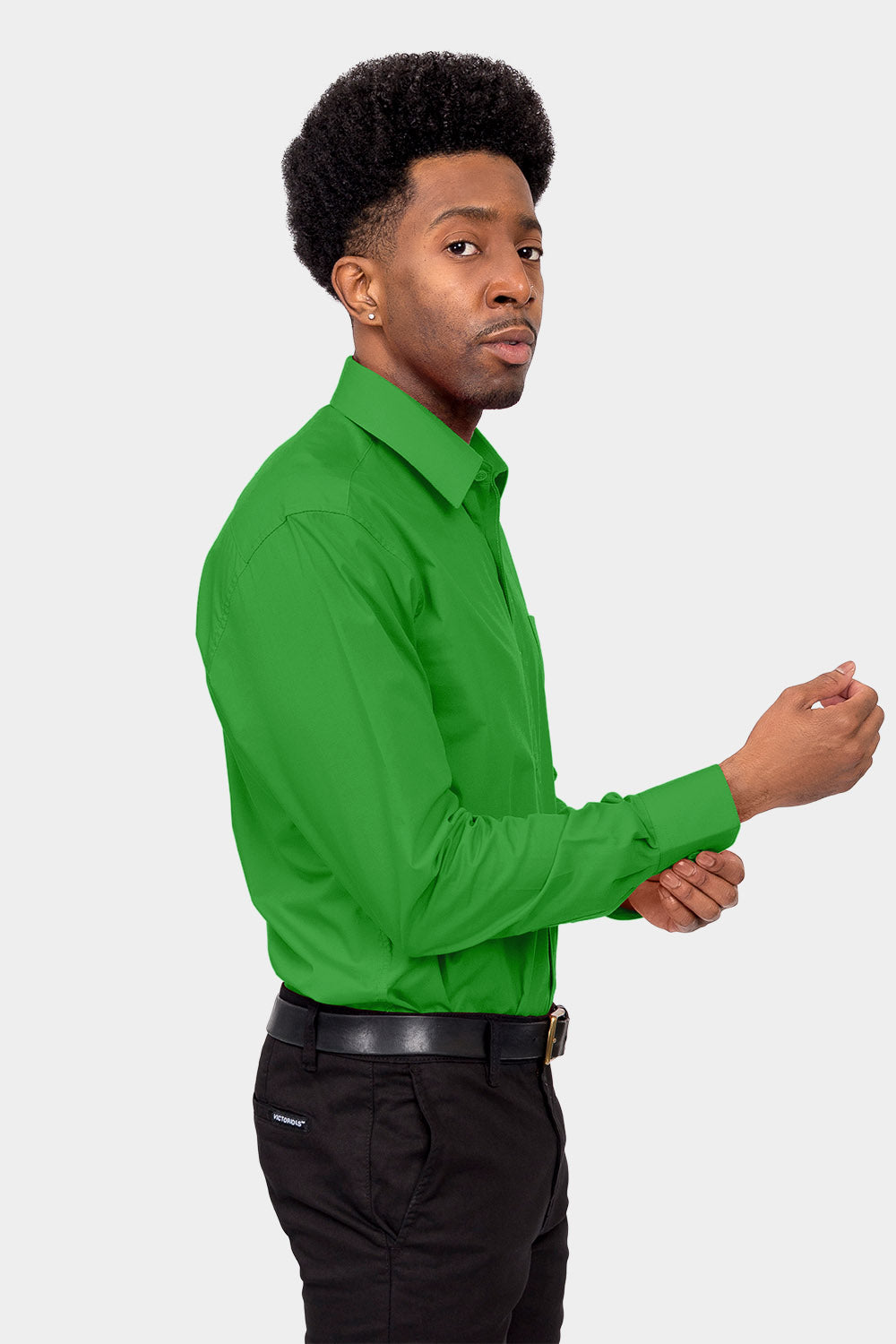 Men's Basic Solid Color Button Up Dress Shirt (Green) Green / X-Large/17-17.5 Neck/34-35 Sleeve Men's Basic Solid Color Button Up Dress Shirt (Green) Green / X-Large/17-17.5 Neck/34-35 Sleeve