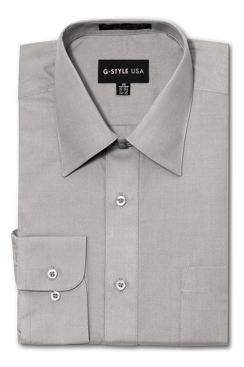 Men's Basic Solid Color Button Up Dress Shirt (Grey) – G-Style USA