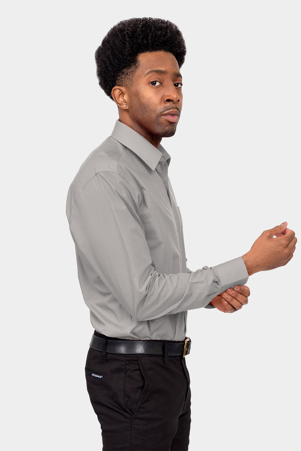 Men's Basic Solid Color Button Up Dress Shirt (Grey) – G-Style USA
