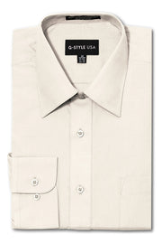 Men's Basic Solid Color Button Up Dress Shirt (Ivory) – G-Style USA