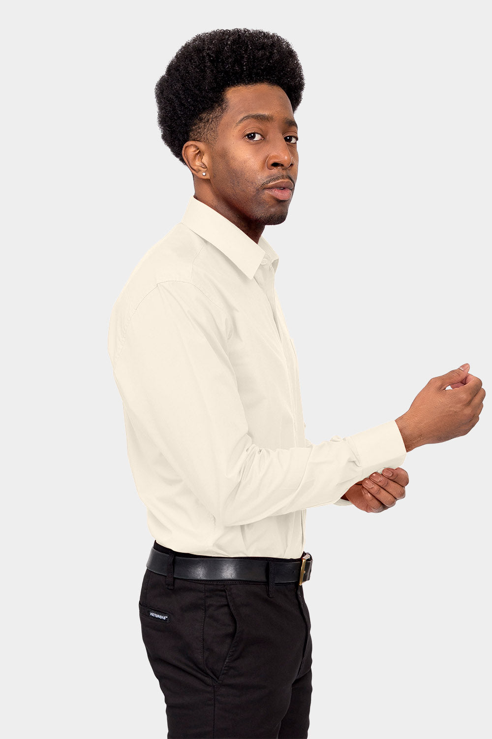 Men's Basic Solid Color Button Up Dress Shirt (Ivory), Ivory / Large/16-16.5 Neck/32-33 Sleeve Men's Basic Solid Color Button Up Dress Shirt (Ivory), Ivory / Large/16-16.5 Neck/32-33 Sleeve