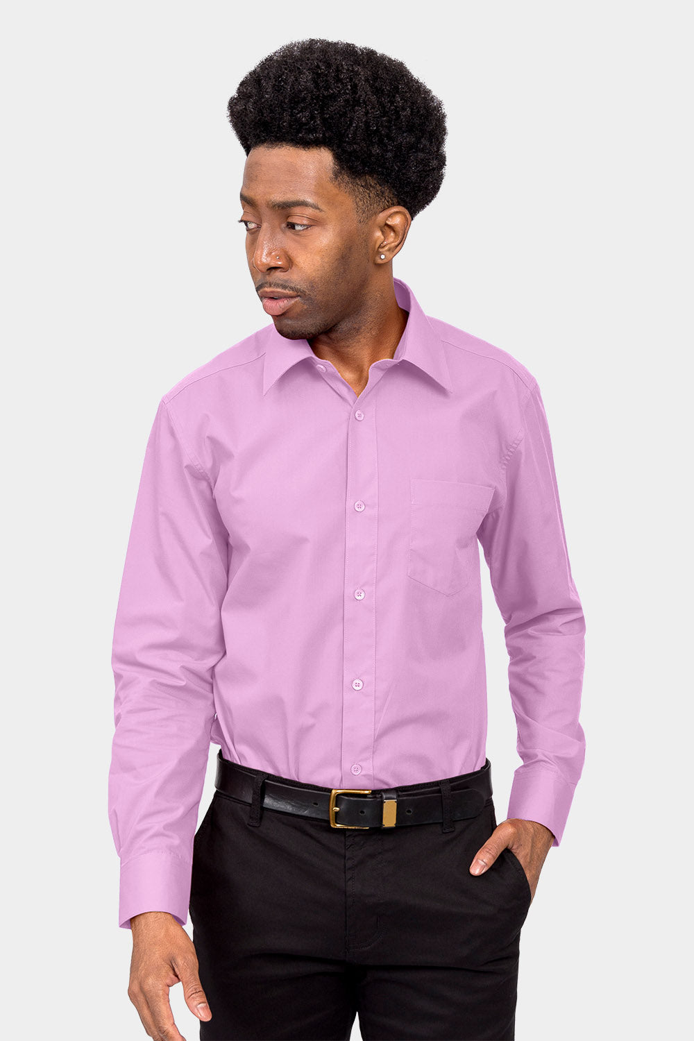 Men's Basic Solid Color Button Up Dress Shirt (Lilac), Lilac / 5X-Large/21-21.5 Neck/36-37 Sleeve Men's Basic Solid Color Button Up Dress Shirt (Lilac), Lilac / 5X-Large/21-21.5 Neck/36-37 Sleeve
