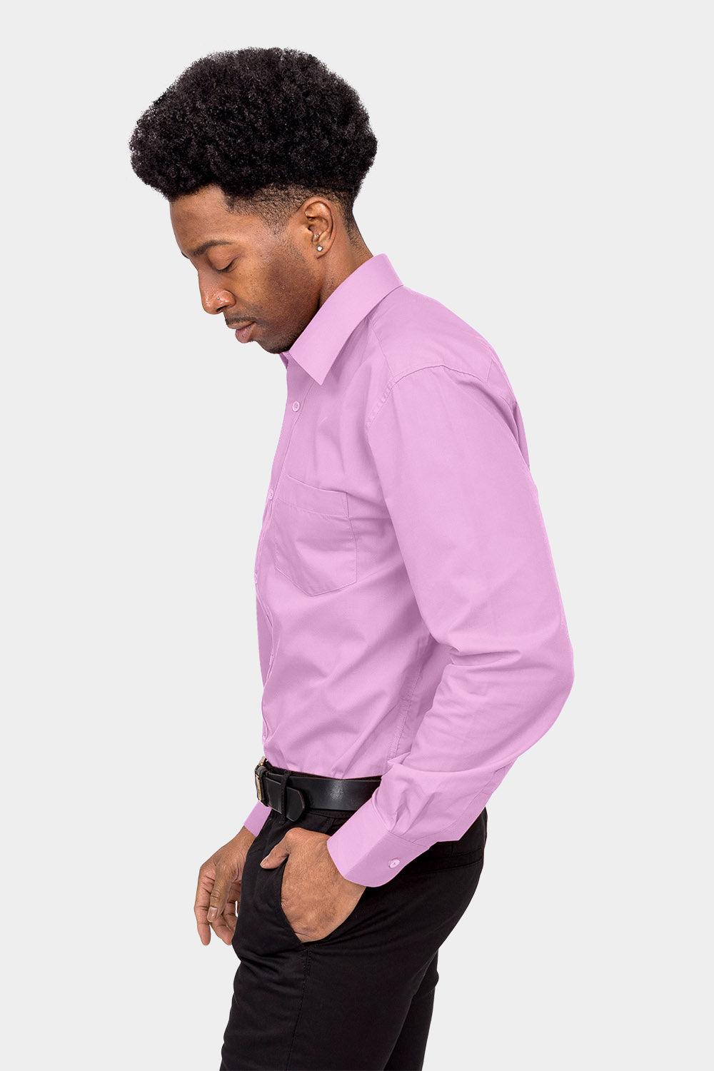 Men's Basic Solid Color Button Up Dress Shirt (Lilac), Lilac / 5X-Large/21-21.5 Neck/36-37 Sleeve Men's Basic Solid Color Button Up Dress Shirt (Lilac), Lilac / 5X-Large/21-21.5 Neck/36-37 Sleeve