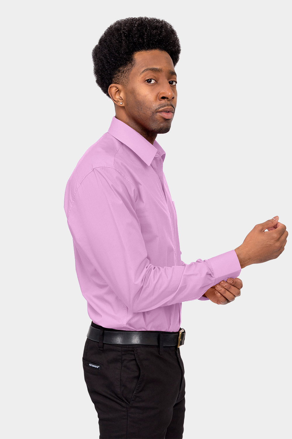 lilac dress shirt mens Haggar Light Purple Check Men's Classic Fit Performance Add a timeless piece to your closet with this long Solid Performance Dress Shirt |