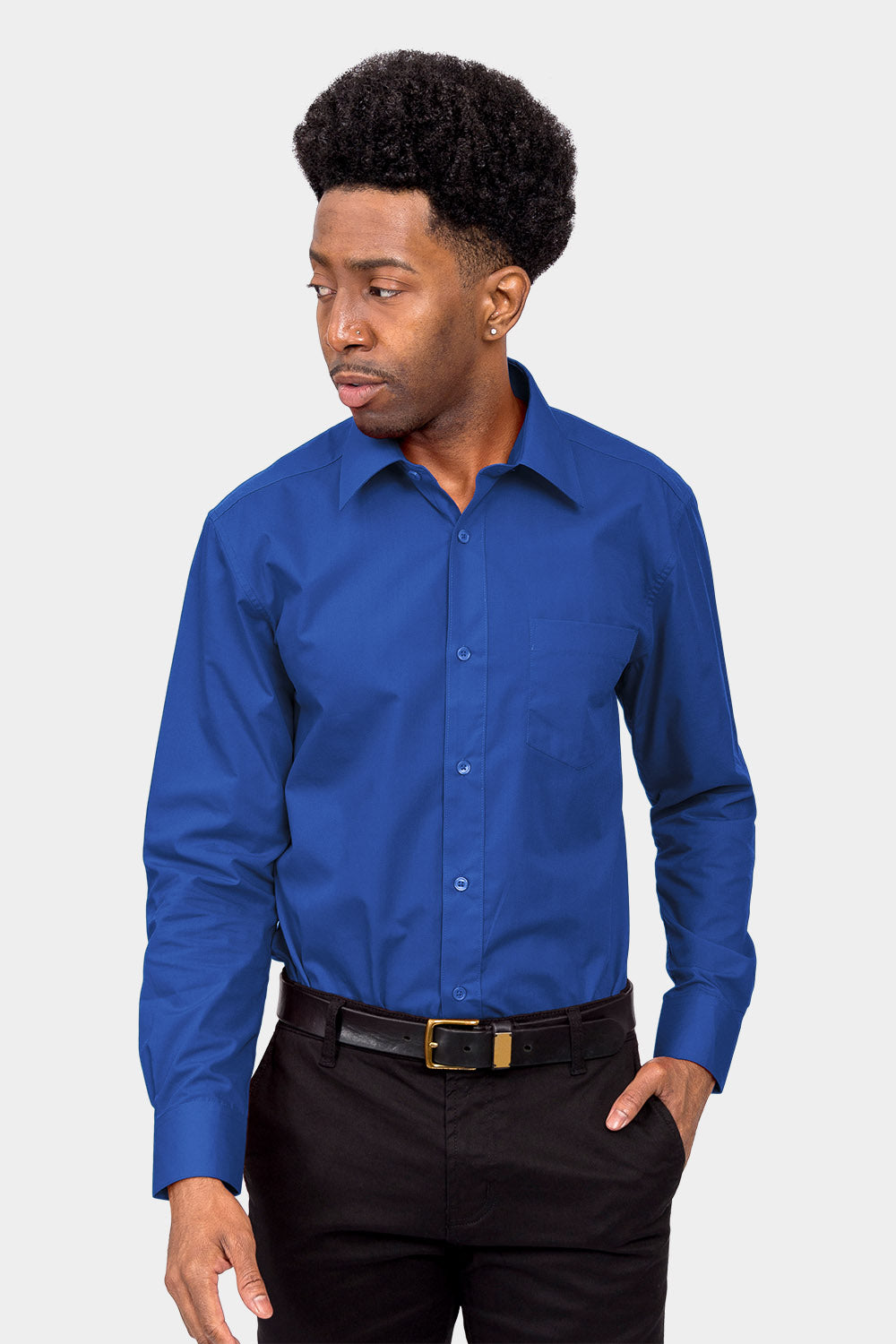 Men's Basic Solid Color Button Up Dress Shirt (Royal Blue), Royal Blue / 2X-Large/18-18.5 Neck/36-37 Sleeve Men's Basic Solid Color Button Up Dress Shirt (Royal Blue), Royal Blue / 2X-Large/18-18.5 Neck/36-37 Sleeve