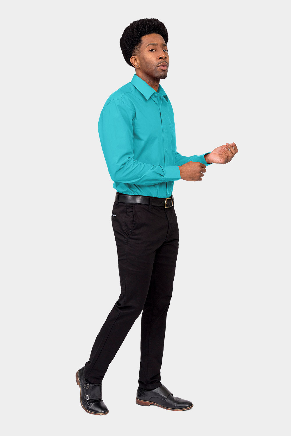 Men's Basic Solid Color Button Up Dress Shirt (Turquoise) Turquoise / Medium/15-15.5 Neck/34-35 Sleeve Men's Basic Solid Color Button Up Dress Shirt (Turquoise) Turquoise / Medium/15-15.5 Neck/34-35 Sleeve