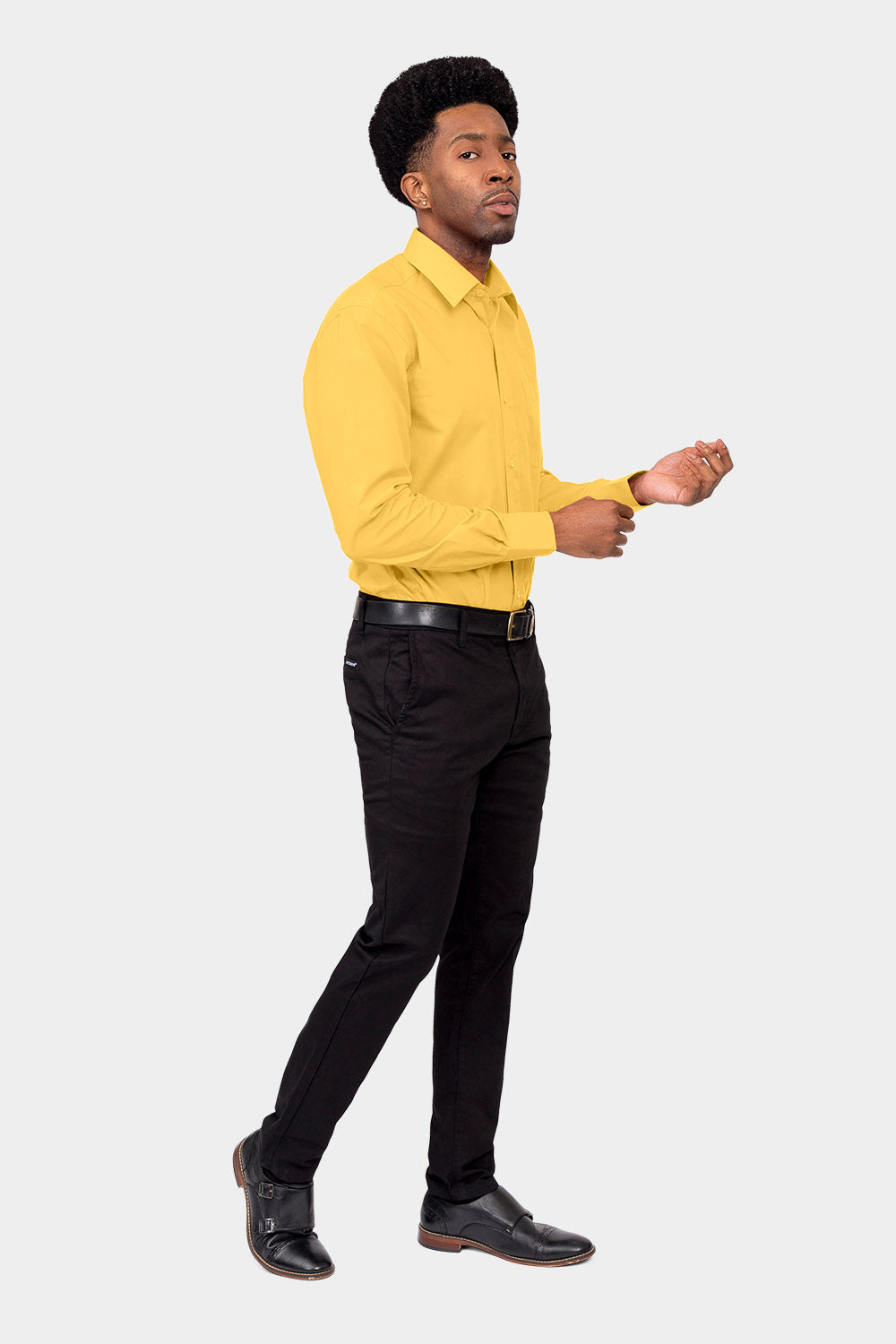 Men's Basic Solid Color Button Up Dress Shirt (Yellow) Yellow / Medium/15-15.5 Neck/34-35 Sleeve Men's Basic Solid Color Button Up Dress Shirt (Yellow) Yellow / Medium/15-15.5 Neck/34-35 Sleeve