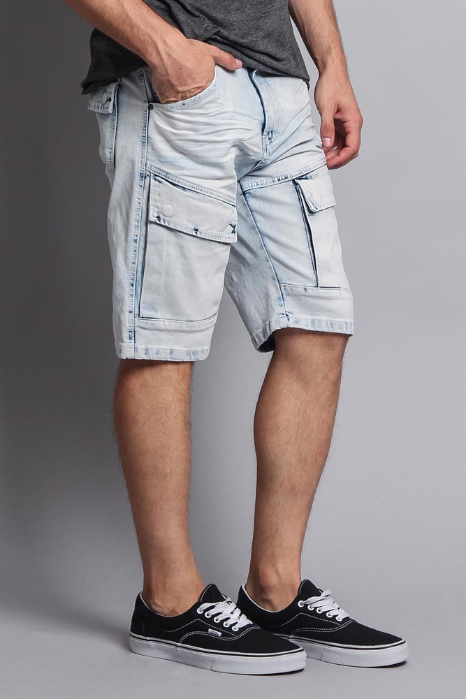 Denim Cargo Shorts with Pockets