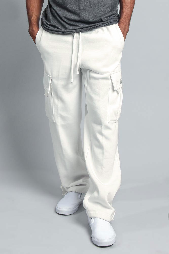 Men's Solid Fleece Heavyweight Cargo Sweat Pants – G-Style USA