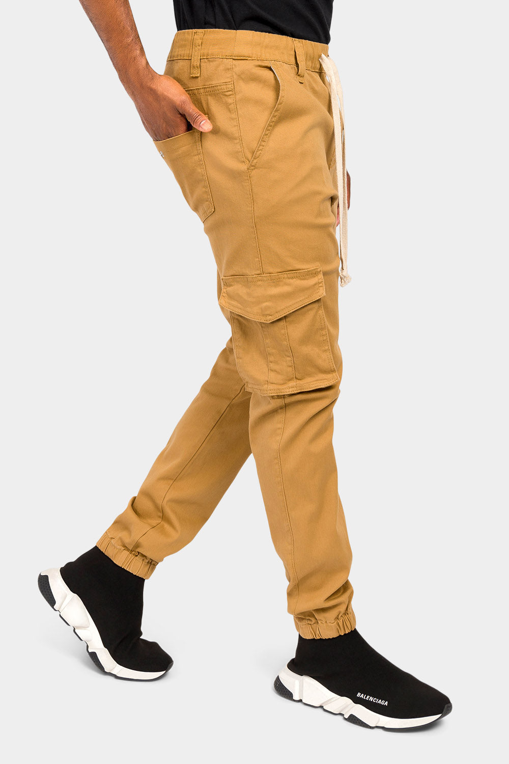 Victorious Men's Jogger Twill Cargo Pants - Drop Crotch, Tapered Leg, Elastic Cuffs, Black, Medium - View #8