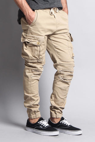 Big Cargo Jogger Pants With Distressed Knee – G-Style USA