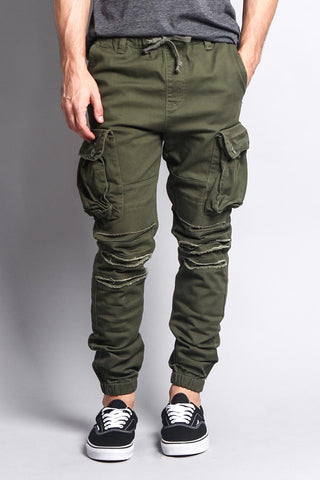 Big Cargo Jogger Pants With Distressed Knee – G-Style USA