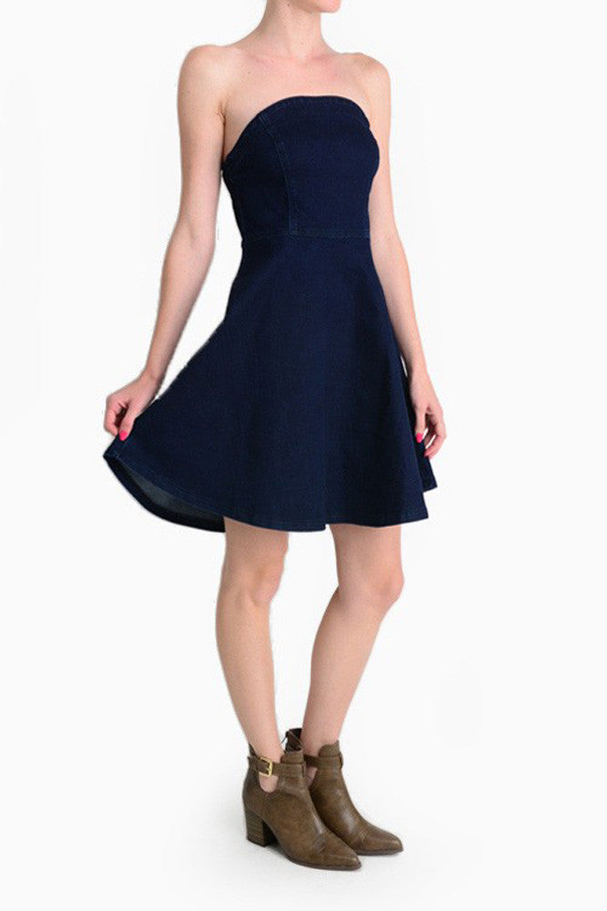 Basic Strapless Denim Dress RJD384 - GStyleUSA.com Light Blue / Small Basic Strapless Denim Dress RJD384 - GStyleUSA.com Light Blue / Small