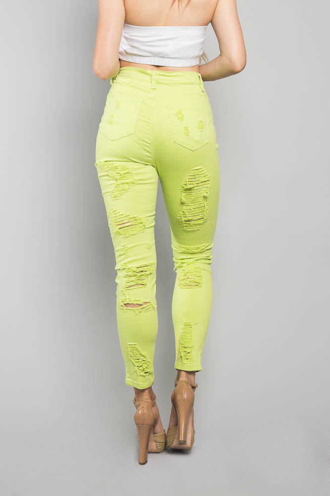 Neon yellow skinny jeans hotsell