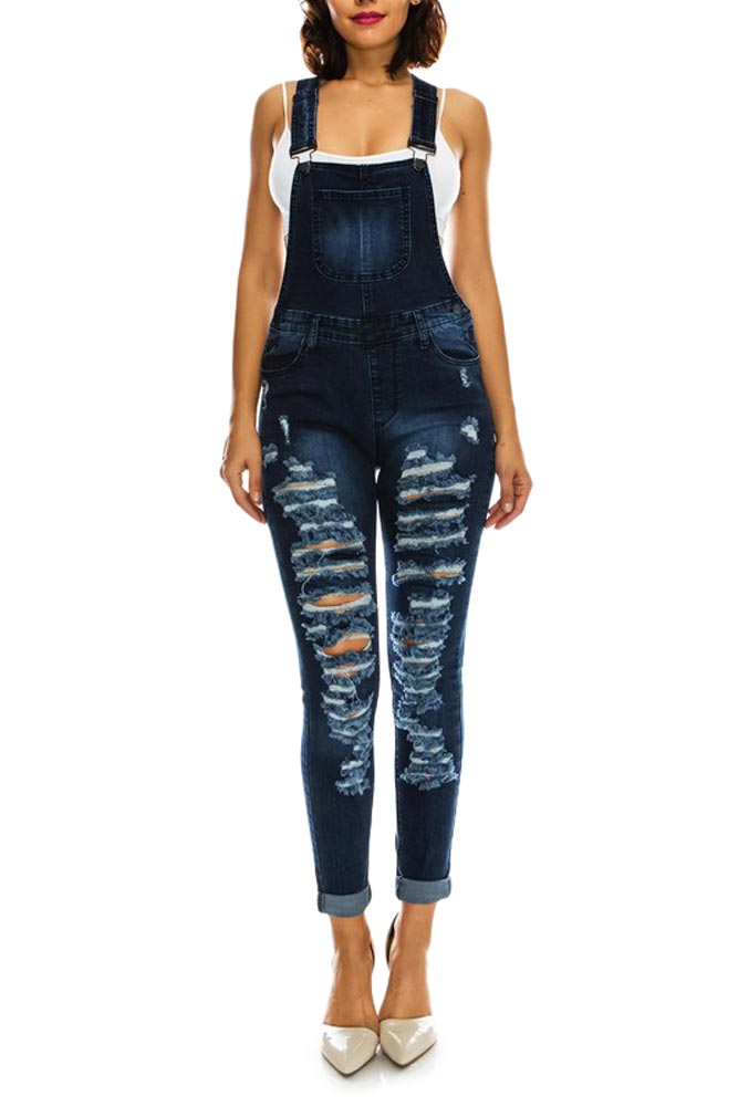 Women's Ripped Up Skinny Overalls – G-Style USA