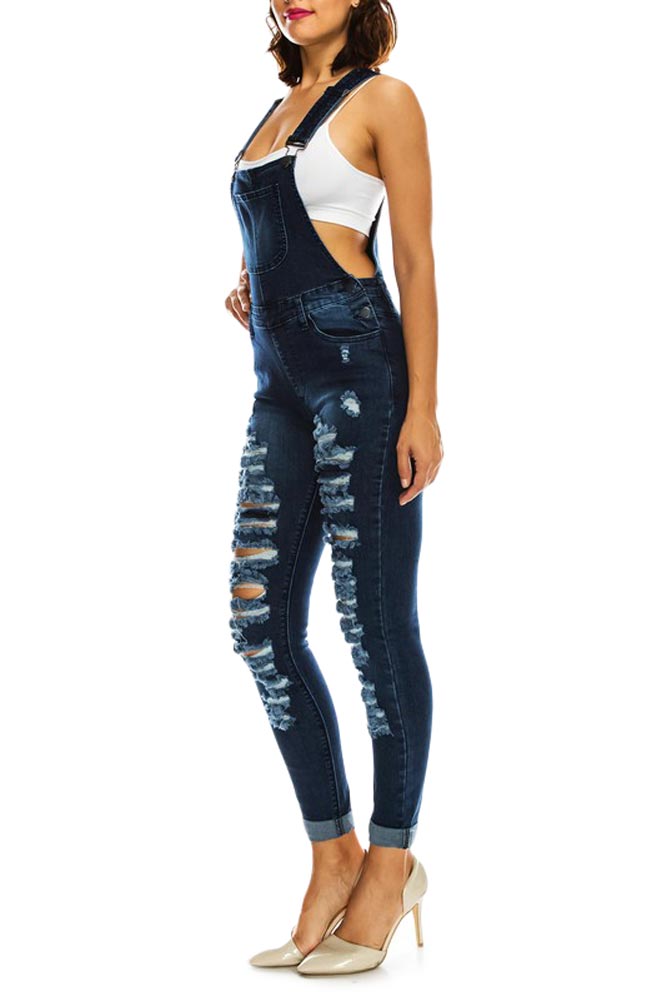Women's Ripped Up Skinny Overalls – G-Style USA
