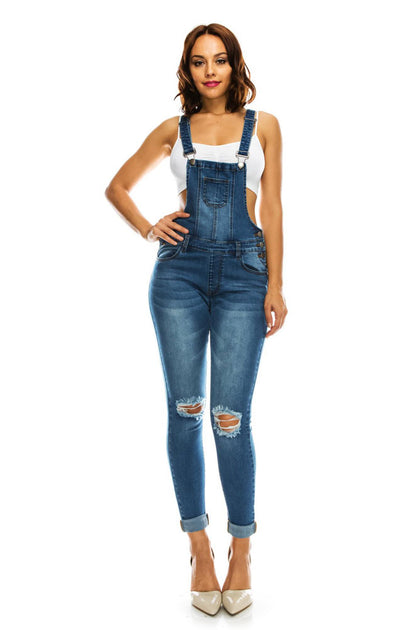 Women's Knee Slit Denim Overalls – G-Style USA