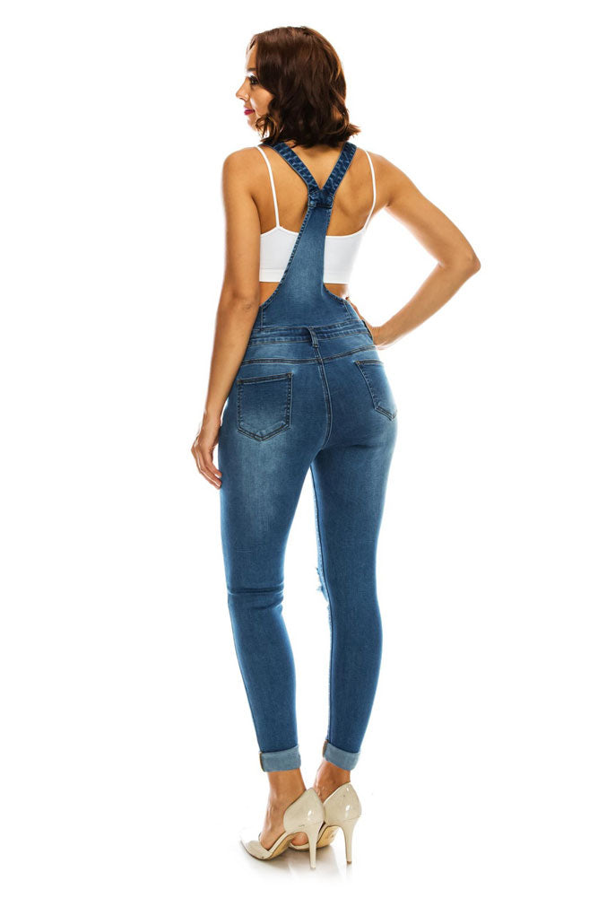 Women's Knee Slit Denim Overalls – G-Style USA