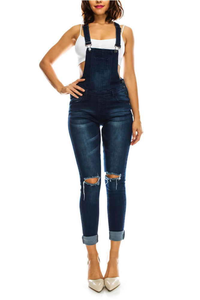 Women's Knee Slit Denim Overalls – G-Style USA