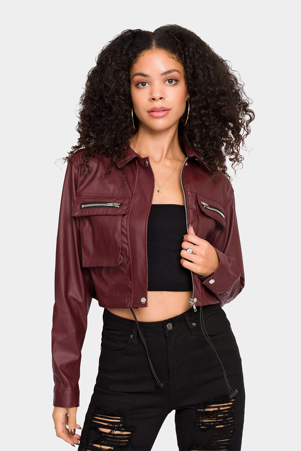 Faux Leather Cropped Jacket – G-Style USA