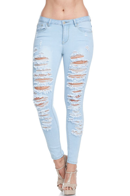 Low-Rise Destroyed Skinny Jeans – G-Style USA